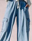 Drawstring Wide Leg Jeans with Pockets
