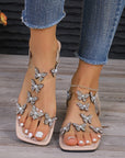 Rhinestone Butterfly Flat Sandals