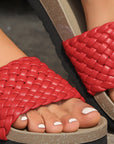 PU Leather Woven Platform Sandals