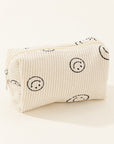 Zenana Smiley Face Corduroy Cosmetic Pouch