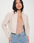 Coalition LA Zip Up Cropped Bomber Jacket