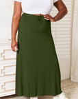 Dark Slate Gray Double Take Full Size Soft Rayon Drawstring Waist Maxi Skirt Rayon