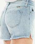 Light Gray Kancan High Rise Side Slit Denim Shorts