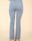 VERY J Washed Denim Stretchy Crossover Waist Leggings