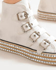 Beast Fashion Multi-Buckle Straps Studded Platform Sneakers