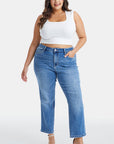Lavender BAYEAS Full Size High Waist Raw Hem Straight Jeans Sentient Beauty Fashions Apparel & Accessories