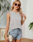 Gray Round Neck Tank Top Sentient Beauty Fashions Apparel & Accessories