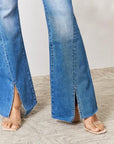 Dark Slate Blue BAYEAS Slit Flare Jeans Sentient Beauty Fashions Apparel & Accessories