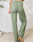 Light Gray RISEN Full Size Raw Hem Wide-Leg Jeans Sentient Beauty Fashions Apparel & Accessories