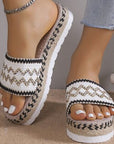 Slate Gray Geometric Weave Platform Sandals Sentient Beauty Fashions Shoes