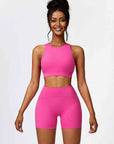 Lavender Cutout Cropped Sport Tank and Shorts Set Sentient Beauty Fashions Apparel & Accessories