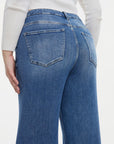 Light Gray BAYEAS Full Size High Waist Button-Fly Raw Hem Wide Leg Jeans Sentient Beauty Fashions Apparel & Accessories