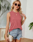 Rosy Brown Round Neck Tank Top Sentient Beauty Fashions Apparel & Accessories