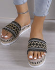 Light Slate Gray Geometric Weave Platform Sandals Sentient Beauty Fashions Shoes