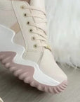Lace-Up PU Leather Platform Sneakers