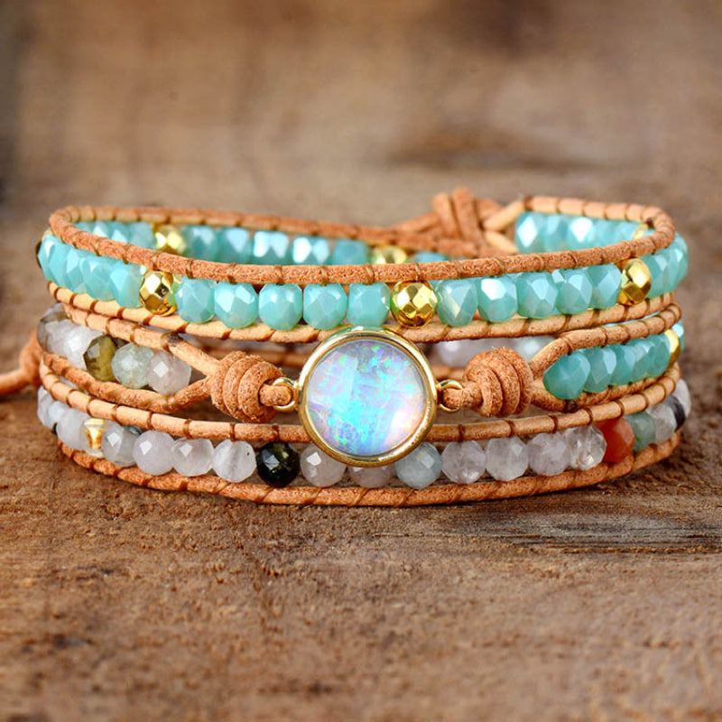 Dim Gray Opal Beaded Layered Bracelet Sentient Beauty Fashions jewelry