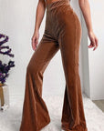 Light Gray Ribbed High Waist Bootcut Pants Sentient Beauty Fashions Apparel & Accessories