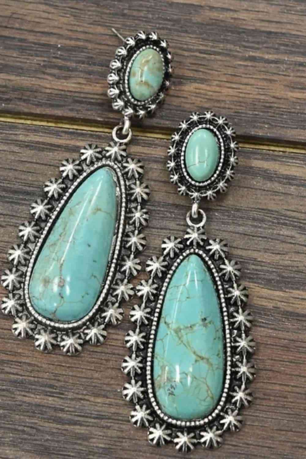 Dim Gray Artificial Turquoise Earrings Sentient Beauty Fashions jewelry
