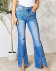 Light Gray BAYEAS Slit Flare Jeans Sentient Beauty Fashions Apparel & Accessories