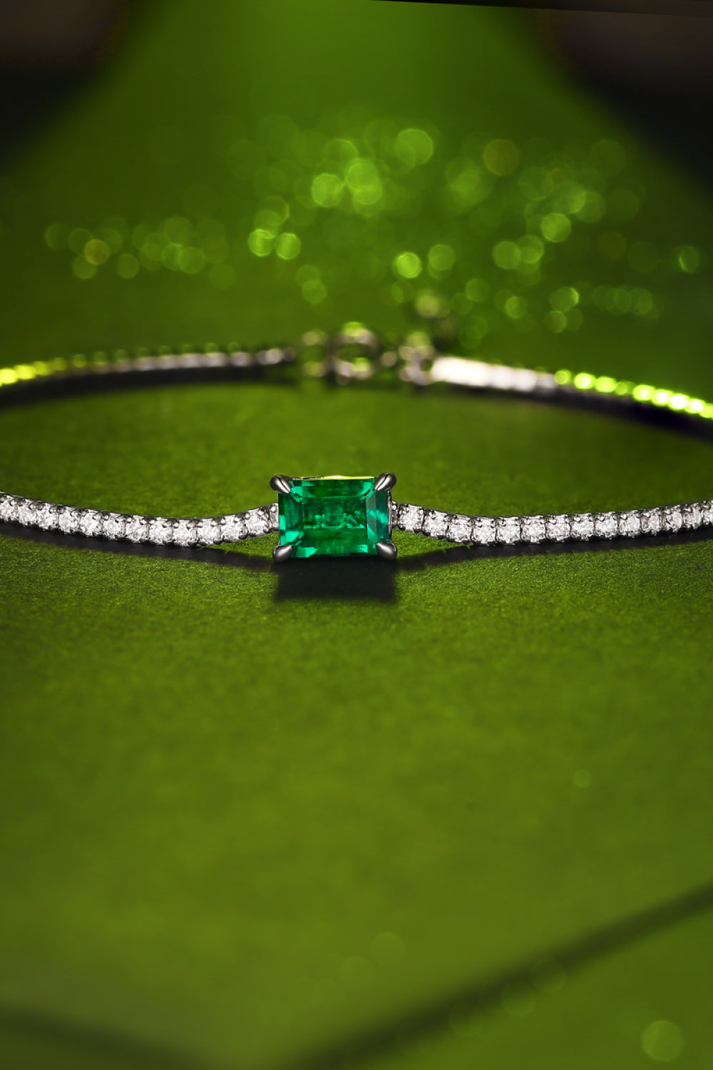 Dark Olive Green 1 Carat Lab-Grown Emerald Bracelet Sentient Beauty Fashions bracelets
