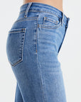 Light Gray BAYEAS Full Size High Waist Raw Hem Straight Jeans Sentient Beauty Fashions Apparel & Accessories