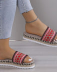 Light Slate Gray Geometric Weave Platform Sandals Sentient Beauty Fashions Shoes