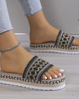 Rosy Brown Geometric Weave Platform Sandals Sentient Beauty Fashions Shoes
