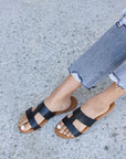 Gray Forever Link Cutout Open Toe Flat Sandals Sentient Beauty Fashions shoes