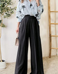 Light Gray Pocketed Dropped Shoulder Shirt and Wide Leg Pants Set Sentient Beauty Fashions Apparel & Accessories