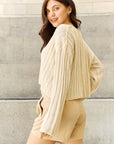Light Gray POL Hear Me Out Semi Cropped Ribbed Cardigan in Oatmeal Sentient Beauty Fashions Apparel & Accessories