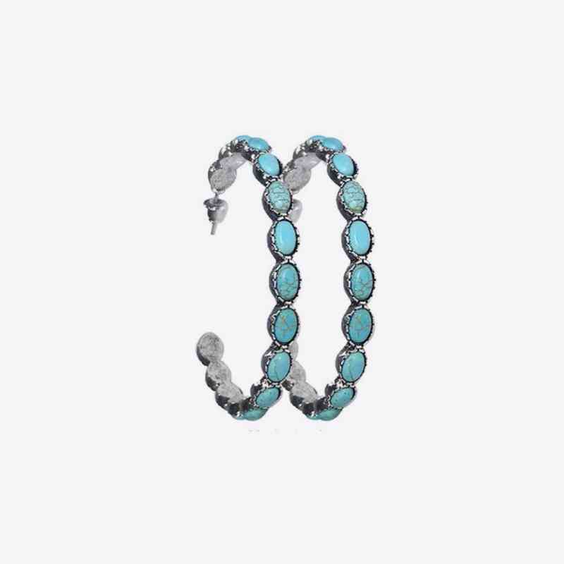White Smoke Artificial Turquoise C-Hoop Earrings Sentient Beauty Fashions jewelry