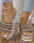 Dim Gray Geometric Weave Platform Sandals Sentient Beauty Fashions Shoes