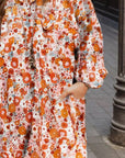 Rosy Brown Floral Balloon Sleeve Mini Dress Sentient Beauty Fashions Apparel & Accessories