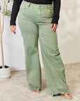 Gray RISEN Full Size Raw Hem Wide-Leg Jeans Sentient Beauty Fashions Apparel & Accessories