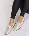 Light Gray Forever Link Rhinestone Point Toe Loafers Sentient Beauty Fashions Shoes