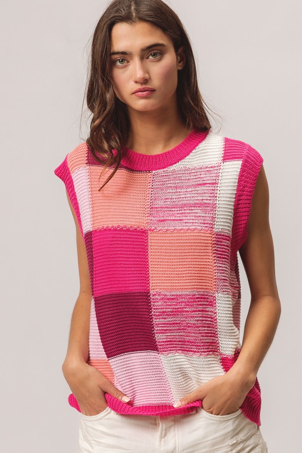 BiBi Color Block Round Neck Sweater Vest – Sentient Beauty 