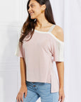 Light Gray Andree by Unit Full Size Something Simple Cold Shoulder Tee