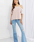 Light Gray Andree by Unit Full Size Something Simple Cold Shoulder Tee