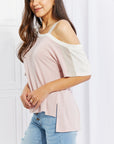 Light Gray Andree by Unit Full Size Something Simple Cold Shoulder Tee