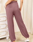 Wheat Basic Bae Full Size Soft Rayon Drawstring Waist Pants with Pockets