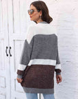Lavender Color Block Open Front Cardigan