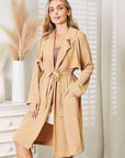 Gray Culture Code Full Size Tied Trench Coat with Pockets