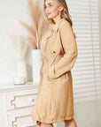 Light Gray Culture Code Full Size Tied Trench Coat with Pockets