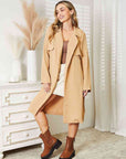 Light Gray Culture Code Full Size Tied Trench Coat with Pockets