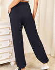 Dark Slate Gray Basic Bae Full Size Soft Rayon Drawstring Waist Pants with Pockets