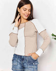 Light Gray Double Take Color Block Exposed Seam Top