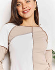 Light Gray Double Take Color Block Exposed Seam Top