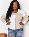 Light Gray Double Take Color Block Exposed Seam Top