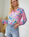 Gray Double Take Floral Long Sleeve Collared Shirt