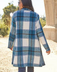 Dim Gray Double Take Full Size Plaid Button Up Lapel Collar Coat